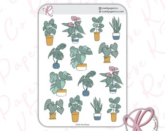 House Plant dot grid journal planner stickers - Pot Plants - Botanical F028