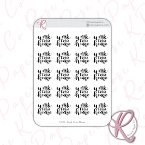 Work From Home Script stickers voor planners of dot grid journal, Brush lettering lettertype perfect voor Hobonichi, happy planner, kalenders L039