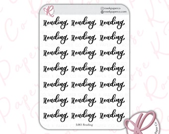 Reading Script stickers for planners or dot grid journal, Brush lettering font perfect for Hobonichi, calendars L061