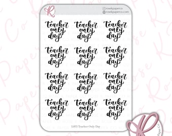 Adesivos de script de dia somente para professores para planejadores ou diário de grade de pontos, fonte de letras em pincel perfeita para Hobonichi, calendários L055