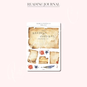 Adesivos decorativos de placa de identificação de diário de leitura - adesivos de planejador ou diário - RJ001