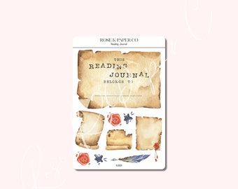 Adesivos decorativos de placa de identificação de diário de leitura - adesivos de planejador ou diário - RJ001