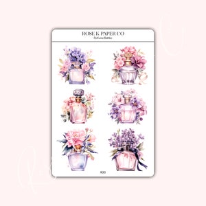 Botellas de perfume - Floral / Vintage - pegatinas de planificador y diario - R013