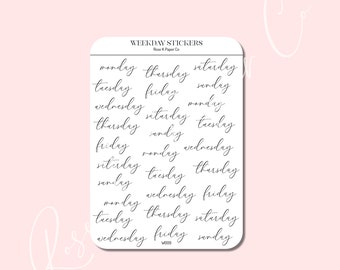 Days of the Week Planner Stickers | Elegant Cursive | Lettering | for planners and journals W009