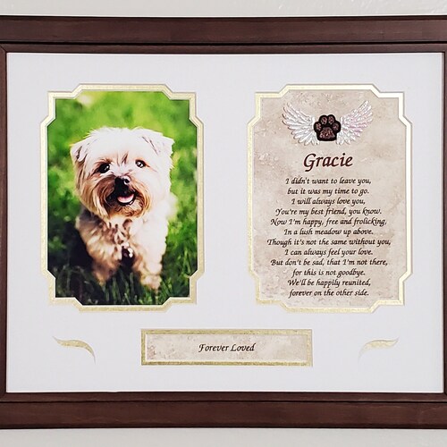 Pet Loss Gift Personalized Pet Memorial Poem Picture Frame In Memory of Pet Dog Sympathy Framed Gift Pet Dog in Heaven Paw Print Angel Wings