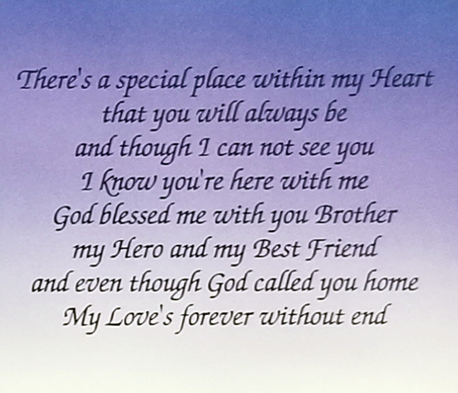 In Memory of Brother Personalized Memorial Poem Picture Frame Etsy