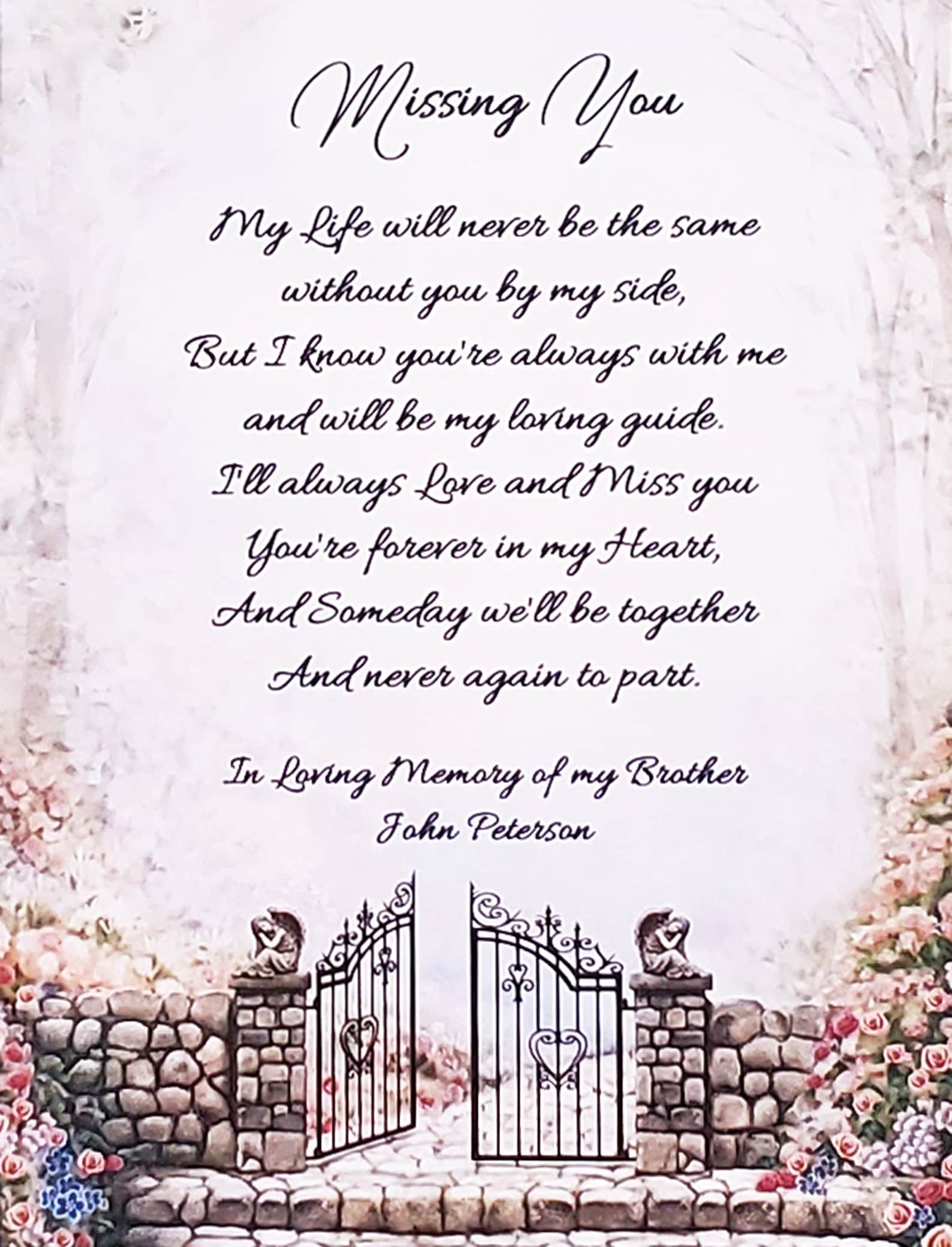Loss of Brother Memorial Poem Frame Personalized Gift In Etsy Loss of Brother Memorial Poem Frame Personalized Gift In Etsy