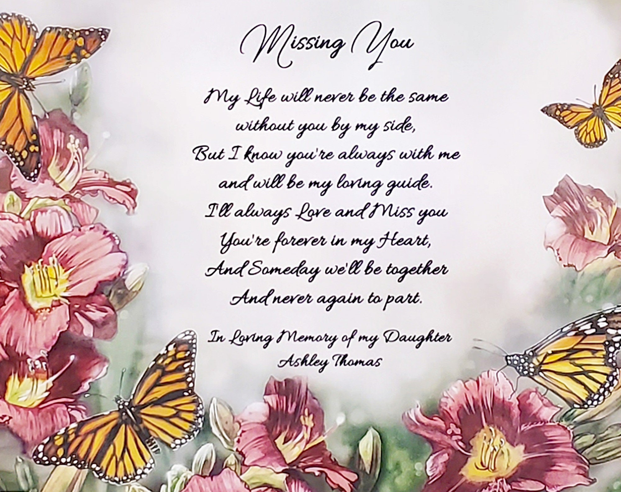 Daughter Memorial Poem Personalized Frame Gift In Memory of Etsy