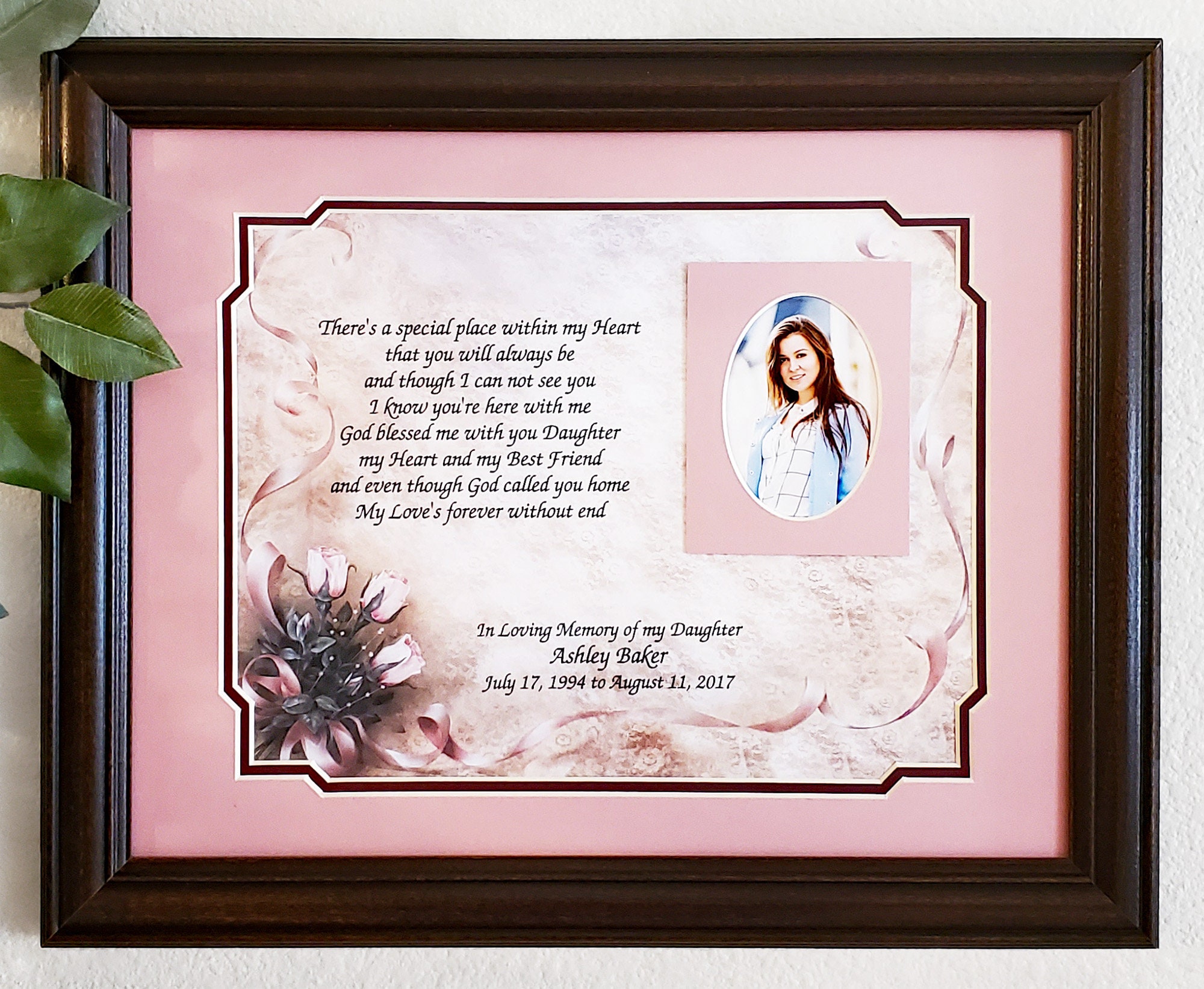 In Memory of Daughter Personalized Memorial Poem Picture Frame Etsy