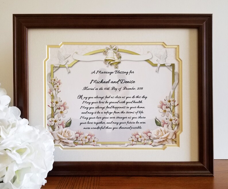 Wedding Frame Gift Personalized Blessing Poem Date Ideas For Bride And Groom Couple Newlyweds Framed Art