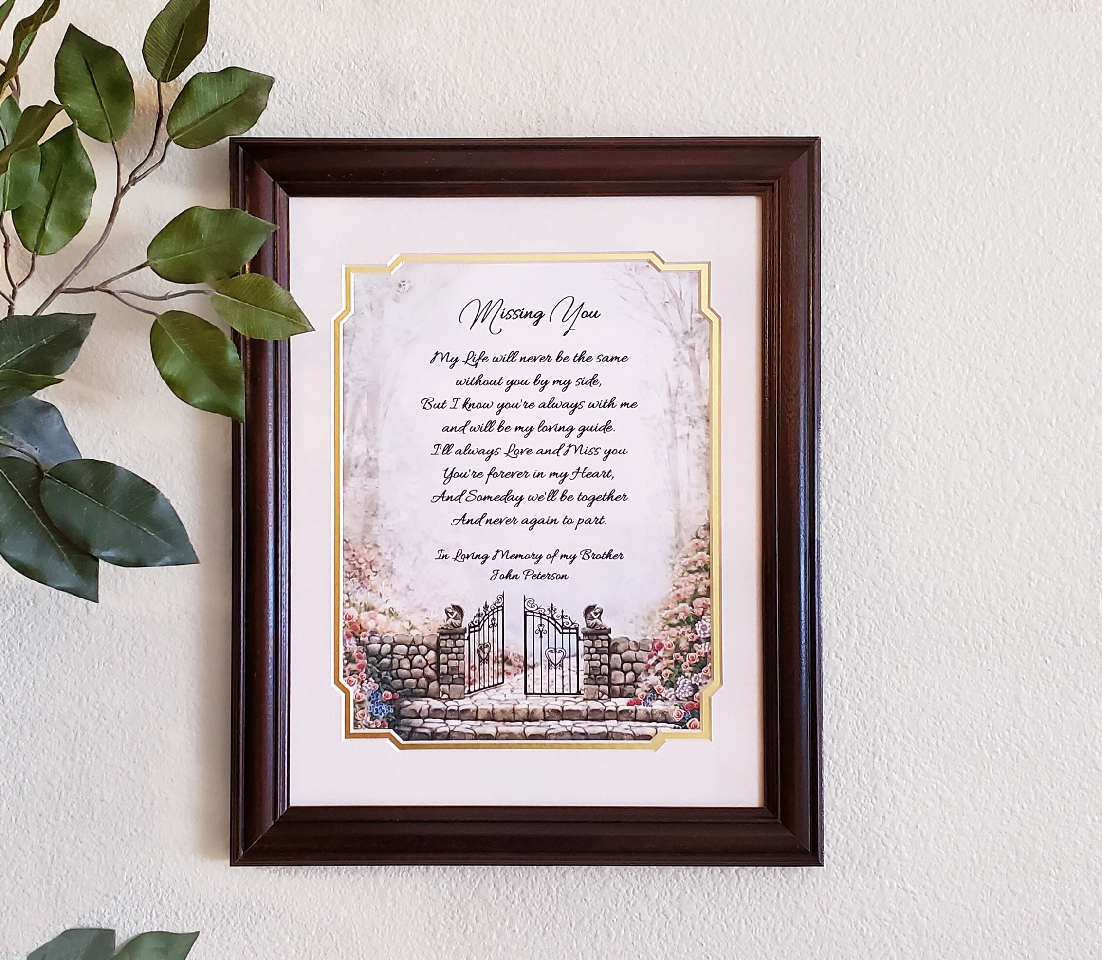 Loss of Brother Memorial Poem Frame Personalized Gift In Etsy