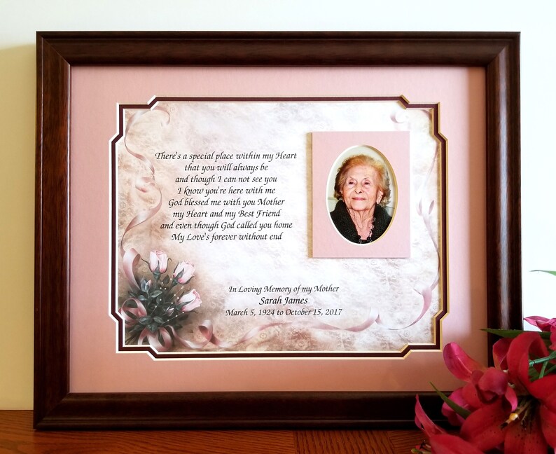 Mother Memorial Frame Gift Personalized Poem Loss Of Mom In Loving Memory Sympathy Picture Condolence