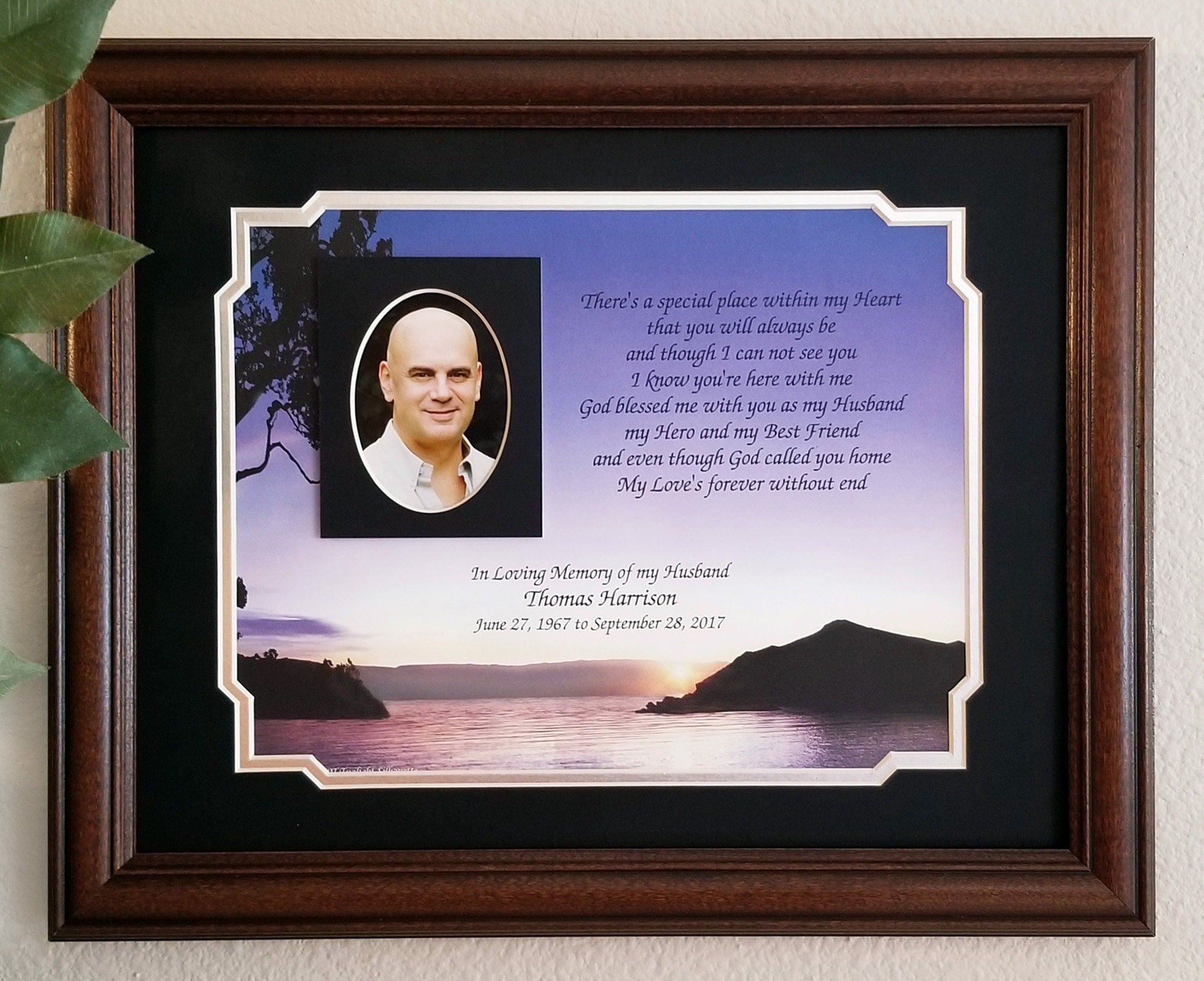 In Memory of Husband Personalized Memorial Poem Picture Frame Etsy