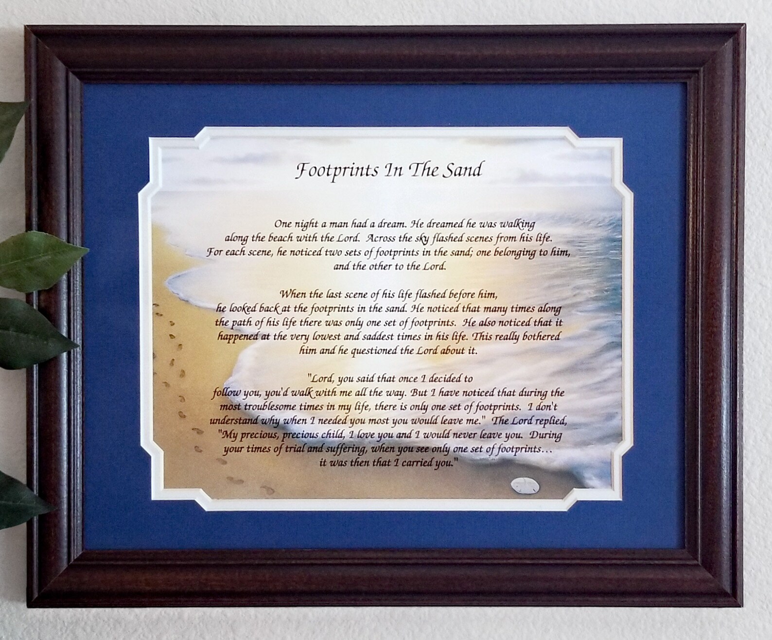Footprints in the Sand Poem Frame Gift Framed Christian Art | Etsy
