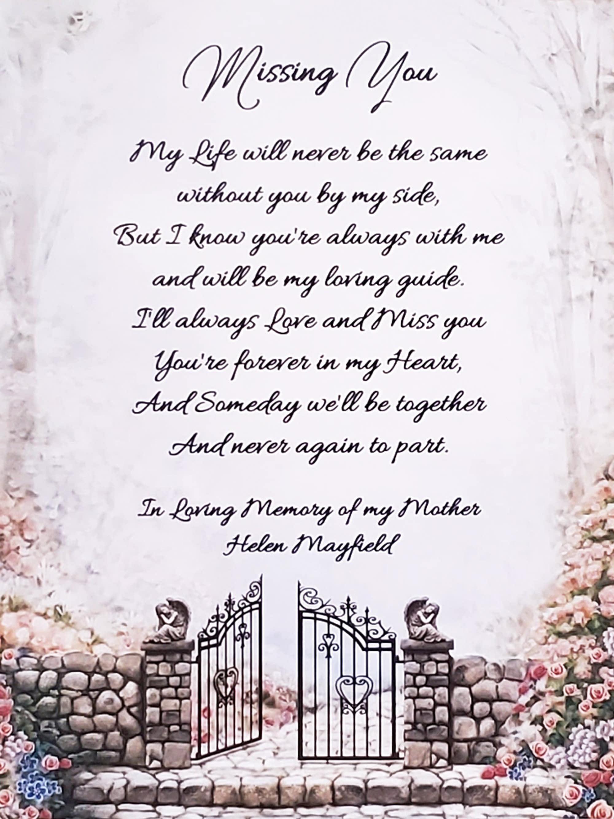 Loss of Mother Memorial Poem Frame Personalized Gift in Memory | Etsy