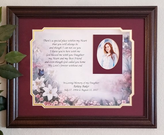 In Memory Of Daughter Personalized Memorial Poem Picture Frame Etsy