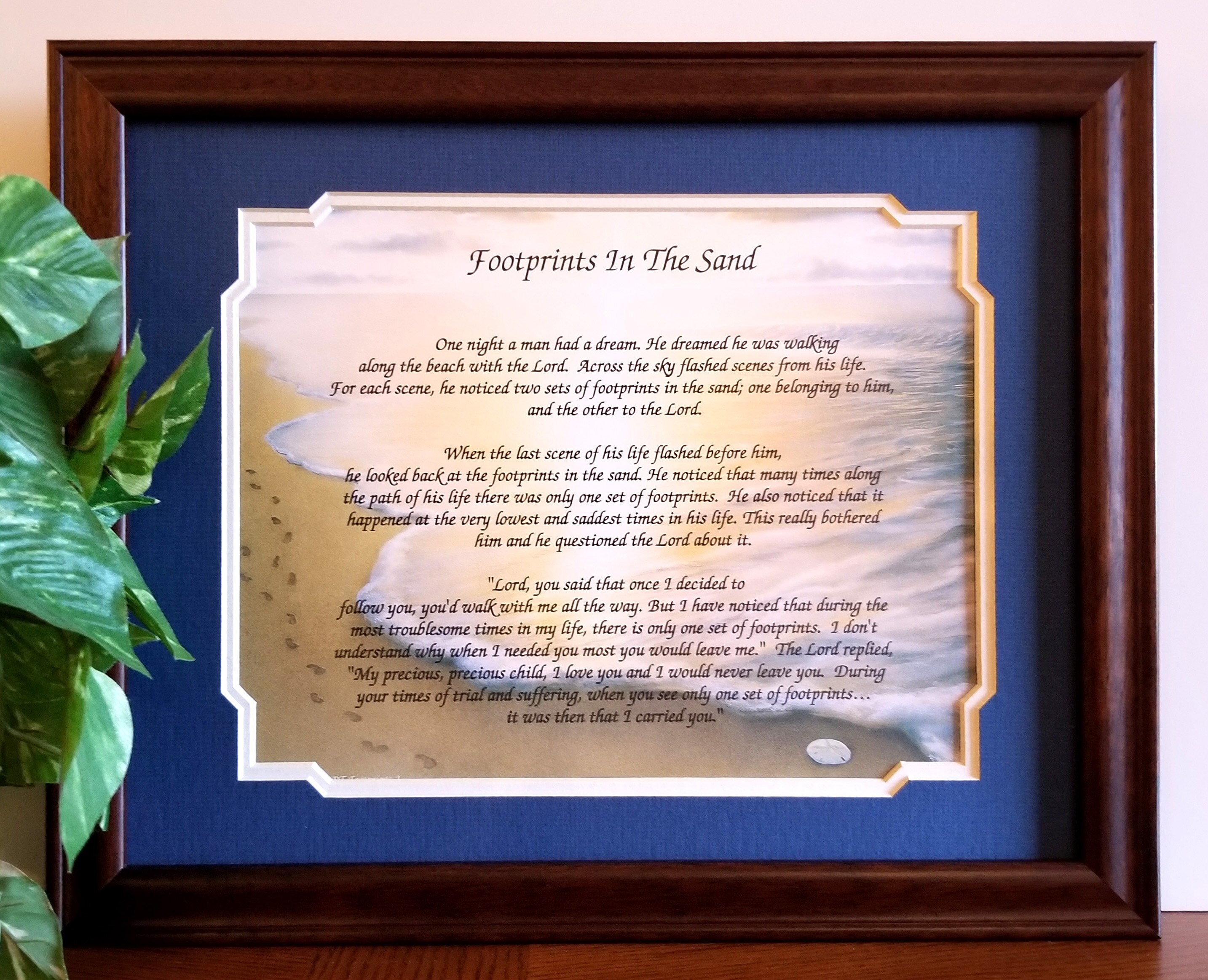 Footprints in the Sand Poem Frame Gift Framed Christian Art | Etsy