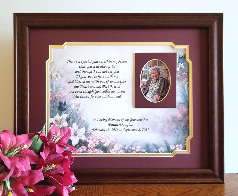 Grandmother Memorial Frame Gift Personalized Poem Loss Of Image 0