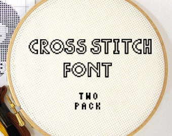 Cross stitch font pattern alphabet two pack modern letters