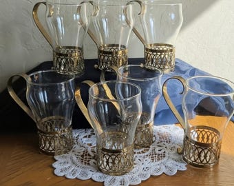 Juego de 7 tazas de café de cristal irlandesas vintage