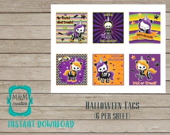 HALLOWEEN TAGS - skeleton unicorns