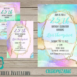 RAINBOW AGATE  birthday invite - pick your color!