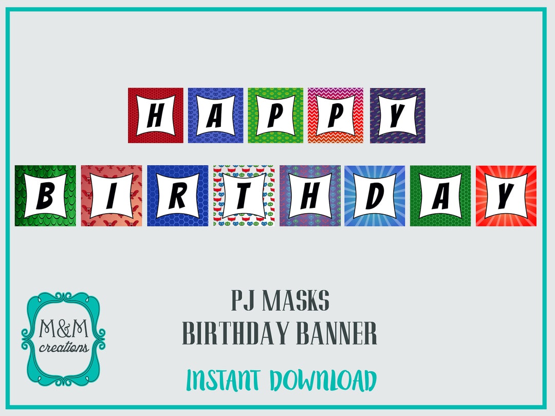 PJ MASKS Birthday Banner Digital - Etsy