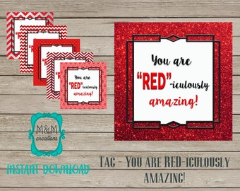 EDITABLE GIFT tag - "You are RED-iculously amazing!