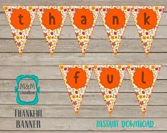 THANKFUL BANNER - instant download
