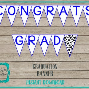 GRADUATION BANNER - blue and white