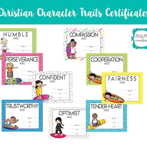 Christian Character Trait Certificates/Awards - Surfing Theme