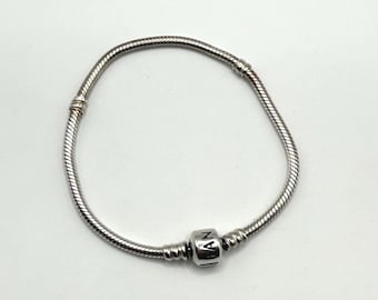Sterling Silver Pandora Clasp Bracelet: Snake Chain Charm Bracelet