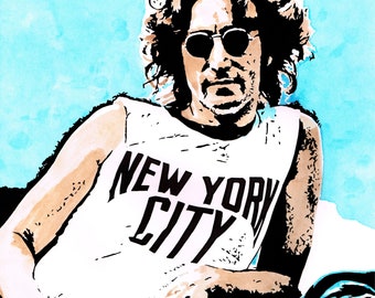 John Lennon in NYC Painting + *FREE* John and Yoko Painting
