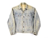 60s 70s Levi 39 s Small Medium Trucker Type III Faded Jean Denim Distressed Men 39 s Vintage Work Wear Biker Made In USA