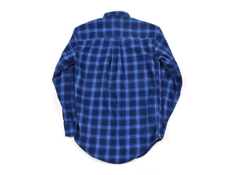 LL Bean XS Cotton Indigo Work Shirt Flannel Blue Plaid Men/'s Vintage Made In USA