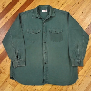 60s Hit Em Hard Work Shirt Size XL Cotton Twill Vintage