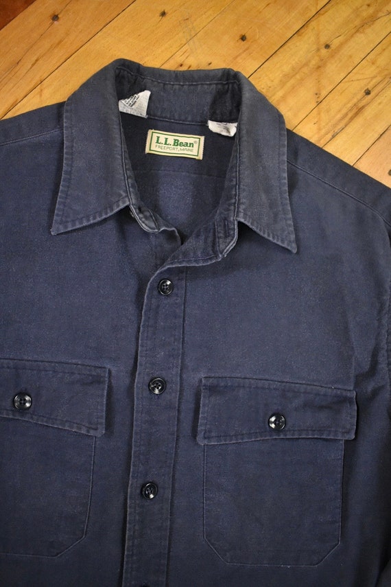 70s 80s LL Bean Chamois Shirt Size XL Cotton Flan… - image 4