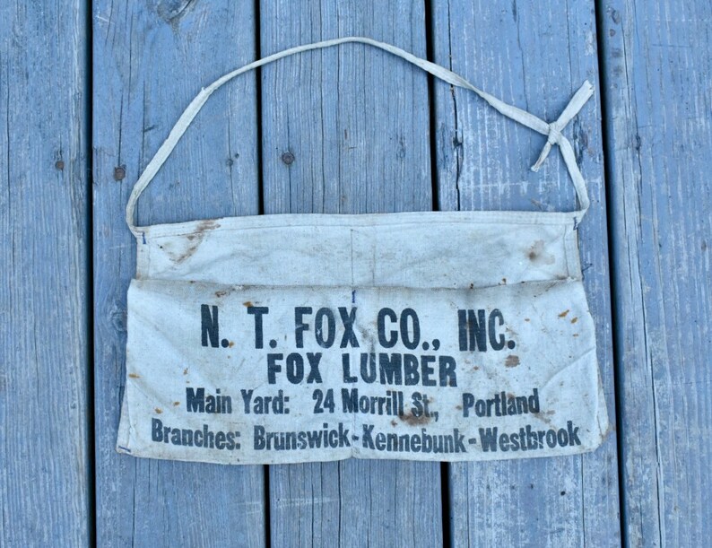 Vintage Advertising Apron Waist Tied Antique Portland Maine New England Work Wear Tool Pouch