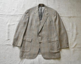 70s Brooks Brothets Sport Jacket Men’s Size 44 Houndstooth Check Wool Silk Blend Vintage