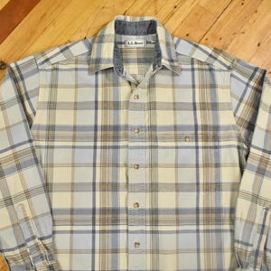 Vintage LL Bean Size Small Plaid Canvas Button Down Shirt 90s