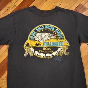 1990 Sturgis Biker Tee Size Large T-Shirt Vintage South Dakota Black Hills