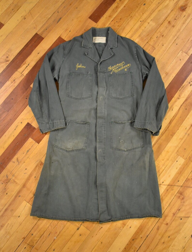 50s Mechanics Shop Coat Medium HBT Vintage Work Wear Etsy