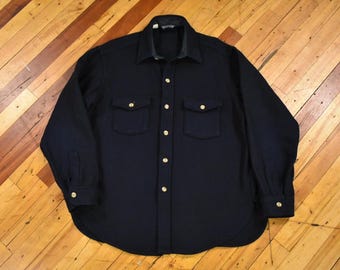 70s Melton Wool CPO Size 2XL Navy Utility Shirt-jacket