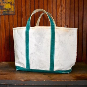 Vintage LL Bean Boat and Tote Bag Heavy Duty Canvas Green 