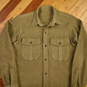 40s 50s Canadian Army Shirt Size XS Wool Cotton Blend Vintage Military