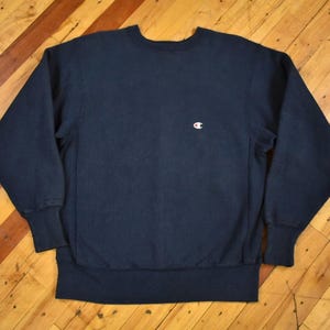 Vintage 90s Champion Reverse Weave Stitched C Spell Out Navy