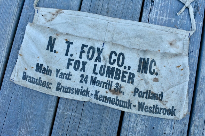 Vintage Advertising Apron Waist Tied Antique Portland Maine New England Work Wear Tool Pouch