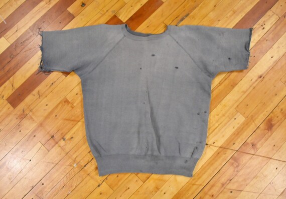 50s Large Raglan Sleeve Cut-Off Short Sleeve Sweat