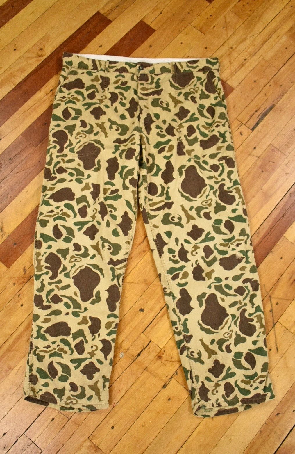 70'S Duxbak Camouflage Pattern Duck Hunter Camo Long Pants Men's W34 Vintage /eaa498975