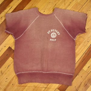 50s Sweatshirt Size Medium Vintage Cut-Off Short Sleeve St. Peter’s Prep